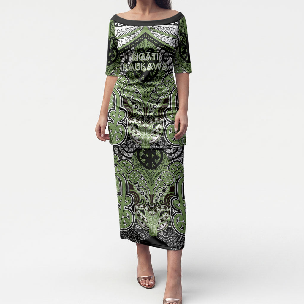 Aotearoa Iwi Ngati Raukawa Personalised Puletasi Maori Kowhaiwhai Pattern LT19 Long Dress Green - Polynesian Pride