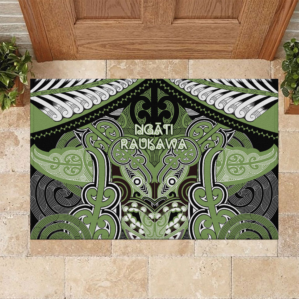 Aotearoa Iwi Ngati Raukawa Rubber Doormat Maori Kowhaiwhai Pattern LT19 Green - Polynesian Pride