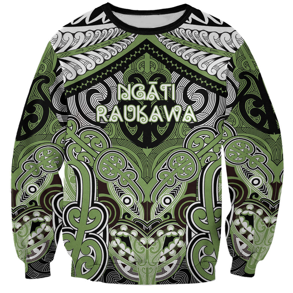 Aotearoa Iwi Ngati Raukawa Personalised Sweatshirt Maori Kowhaiwhai Pattern LT19 Unisex Green - Polynesian Pride