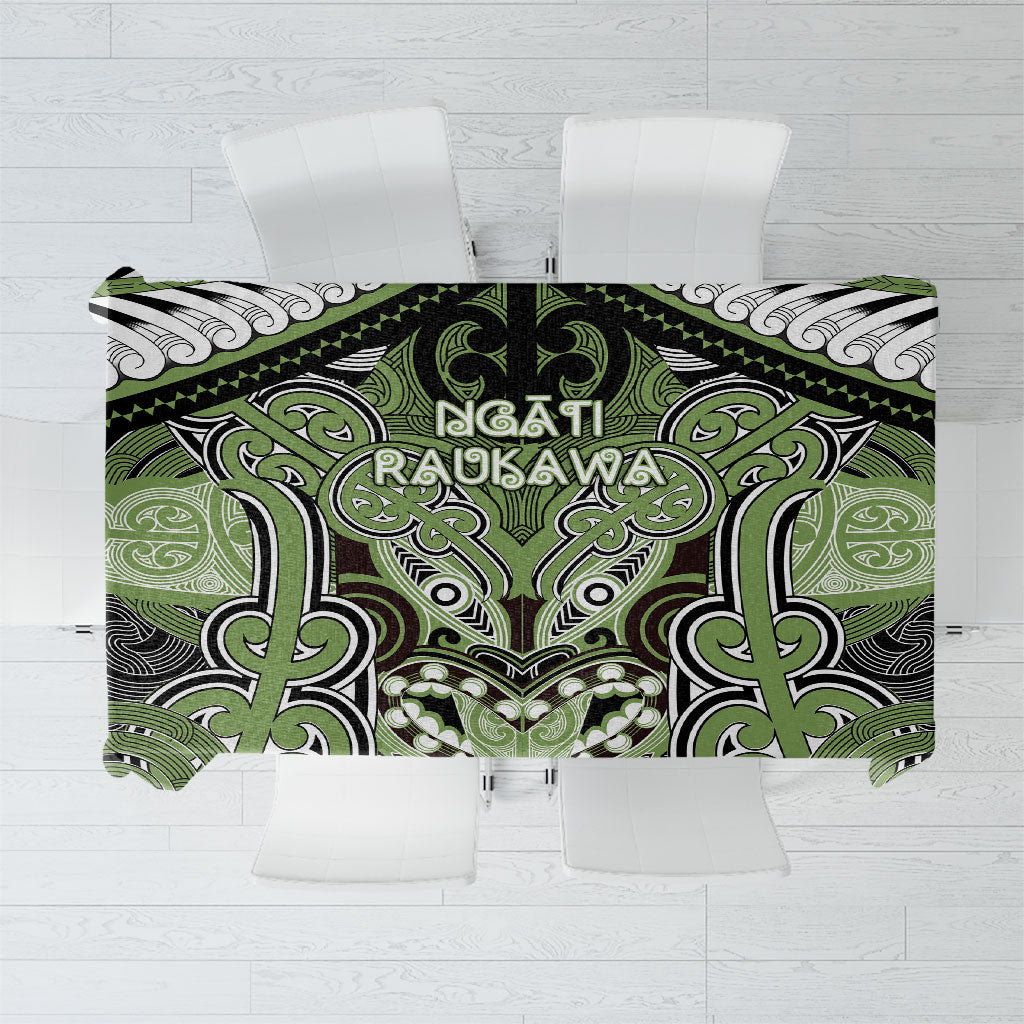 Aotearoa Iwi Ngati Raukawa Tablecloth Maori Kowhaiwhai Pattern LT19 Green - Polynesian Pride