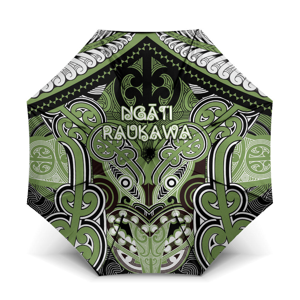 Aotearoa Iwi Ngati Raukawa Umbrella Maori Kowhaiwhai Pattern LT19 One Size Folded 11.42 inch Opened Diameter 37.4 inch Green - Polynesian Pride