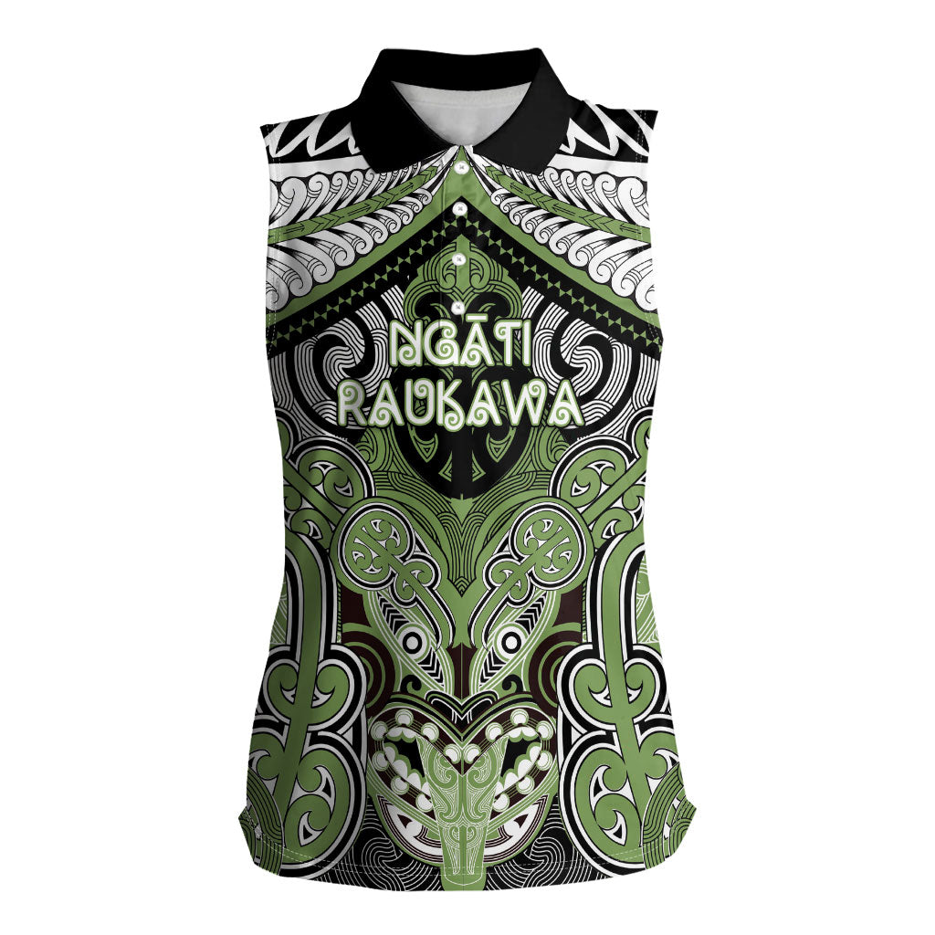Aotearoa Iwi Ngati Raukawa Personalised Women Sleeveless Polo Shirt Maori Kowhaiwhai Pattern
