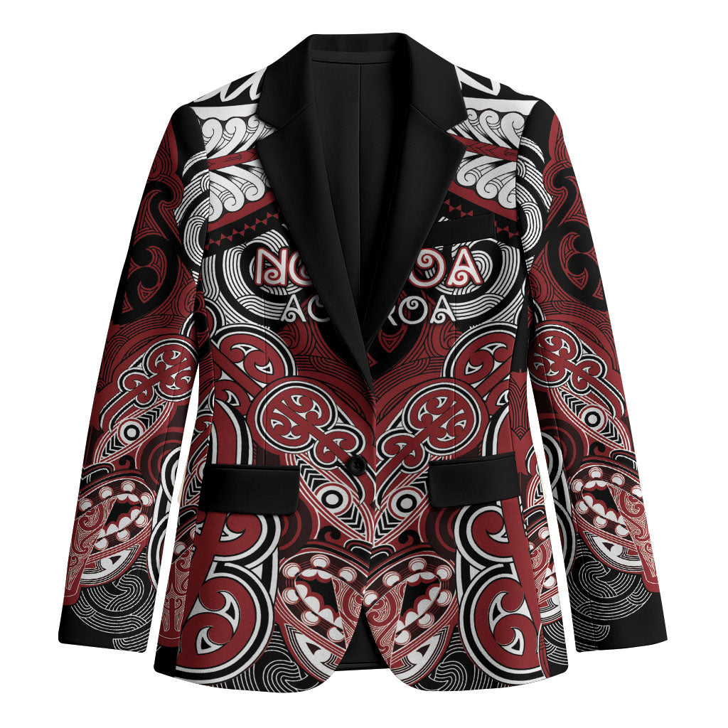 Aotearoa Iwi Ngati Toa Personalised Blazer Maori Kowhaiwhai Pattern LT19 Unisex Red - Polynesian Pride