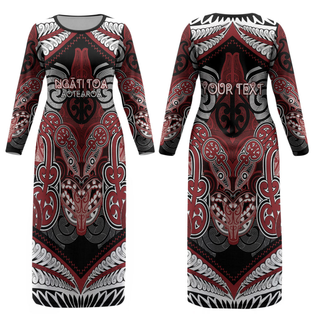Aotearoa Iwi Ngati Toa Personalised Couples Matching Long Sleeve Bodycon Dress and Long Sleeve Button Shirt Maori Kowhaiwhai Pattern