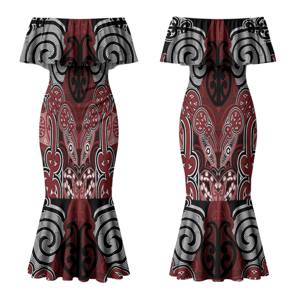 Aotearoa Iwi Ngati Toa Personalised Couples Matching Mermaid Dress and Hawaiian Shirt Maori Kowhaiwhai Pattern