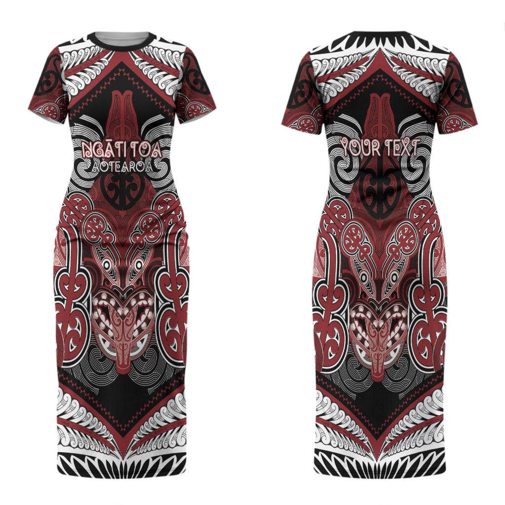 Aotearoa Iwi Ngati Toa Personalised Couples Matching Short Sleeve Bodycon Dress and Long Sleeve Button Shirt Maori Kowhaiwhai Pattern