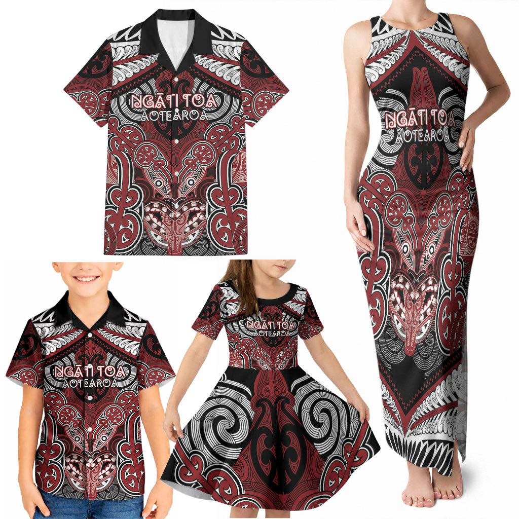 Aotearoa Iwi Ngati Toa Personalised Family Matching Tank Maxi Dress and Hawaiian Shirt Maori Kowhaiwhai Pattern LT19 - Polynesian Pride