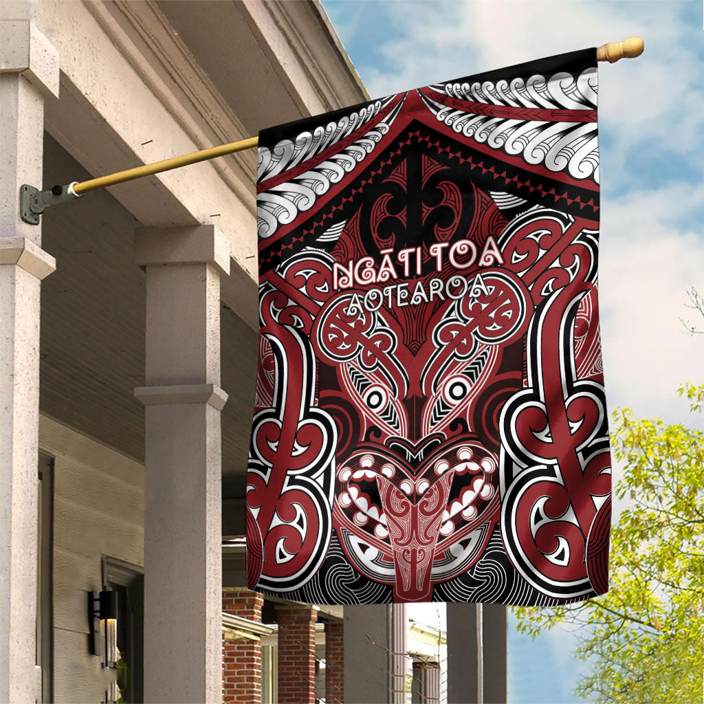 Aotearoa Iwi Ngati Toa Garden Flag Maori Kowhaiwhai Pattern LT19 House Flag Red - Polynesian Pride