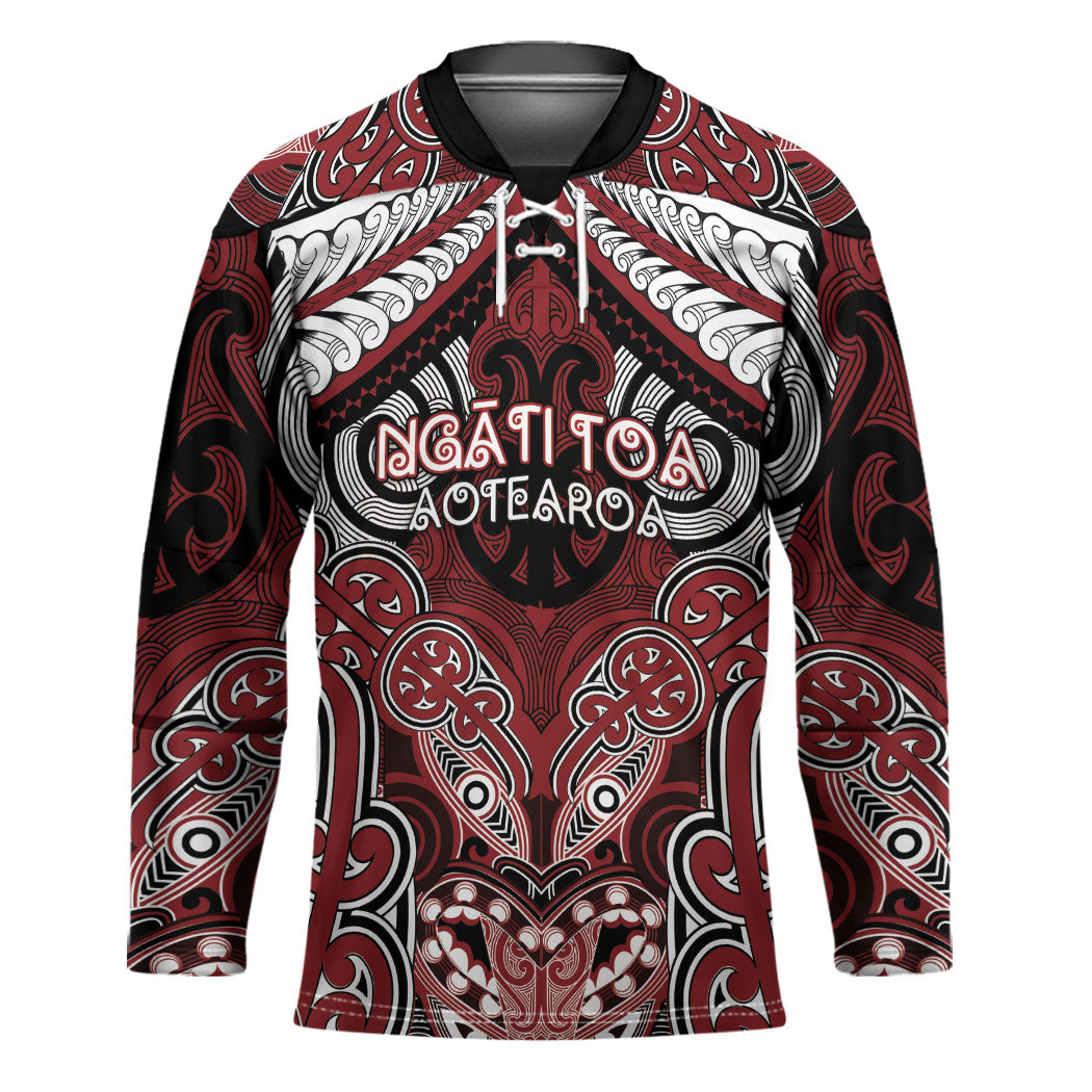 Aotearoa Iwi Ngati Toa Personalised Hockey Jersey Maori Kowhaiwhai Pattern LT19 Unisex Red - Polynesian Pride