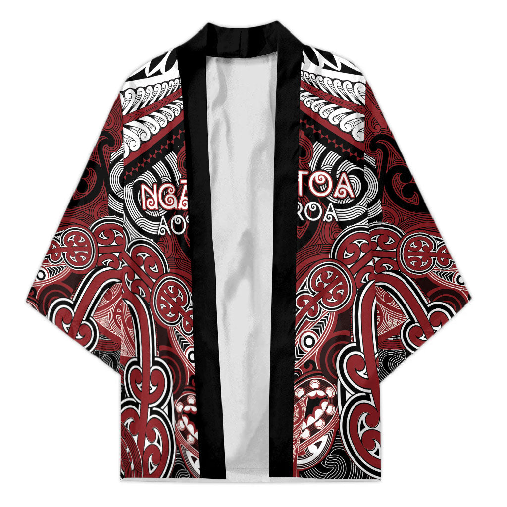 Aotearoa Iwi Ngati Toa Personalised Kimono Maori Kowhaiwhai Pattern LT19 Unisex Red - Polynesian Pride