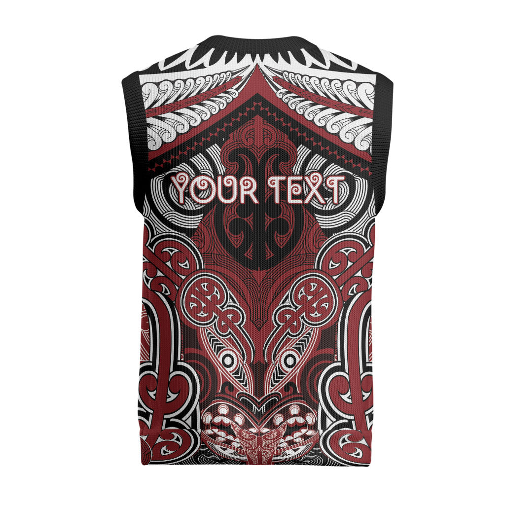 Aotearoa Iwi Ngati Toa Personalised Christmas Knitted V-Neck Vest Maori Kowhaiwhai Pattern