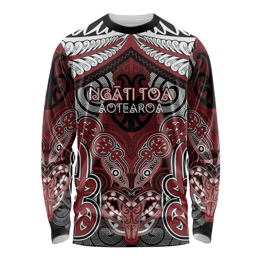 Aotearoa Iwi Ngati Toa Personalised Long Sleeve Shirt Maori Kowhaiwhai Pattern