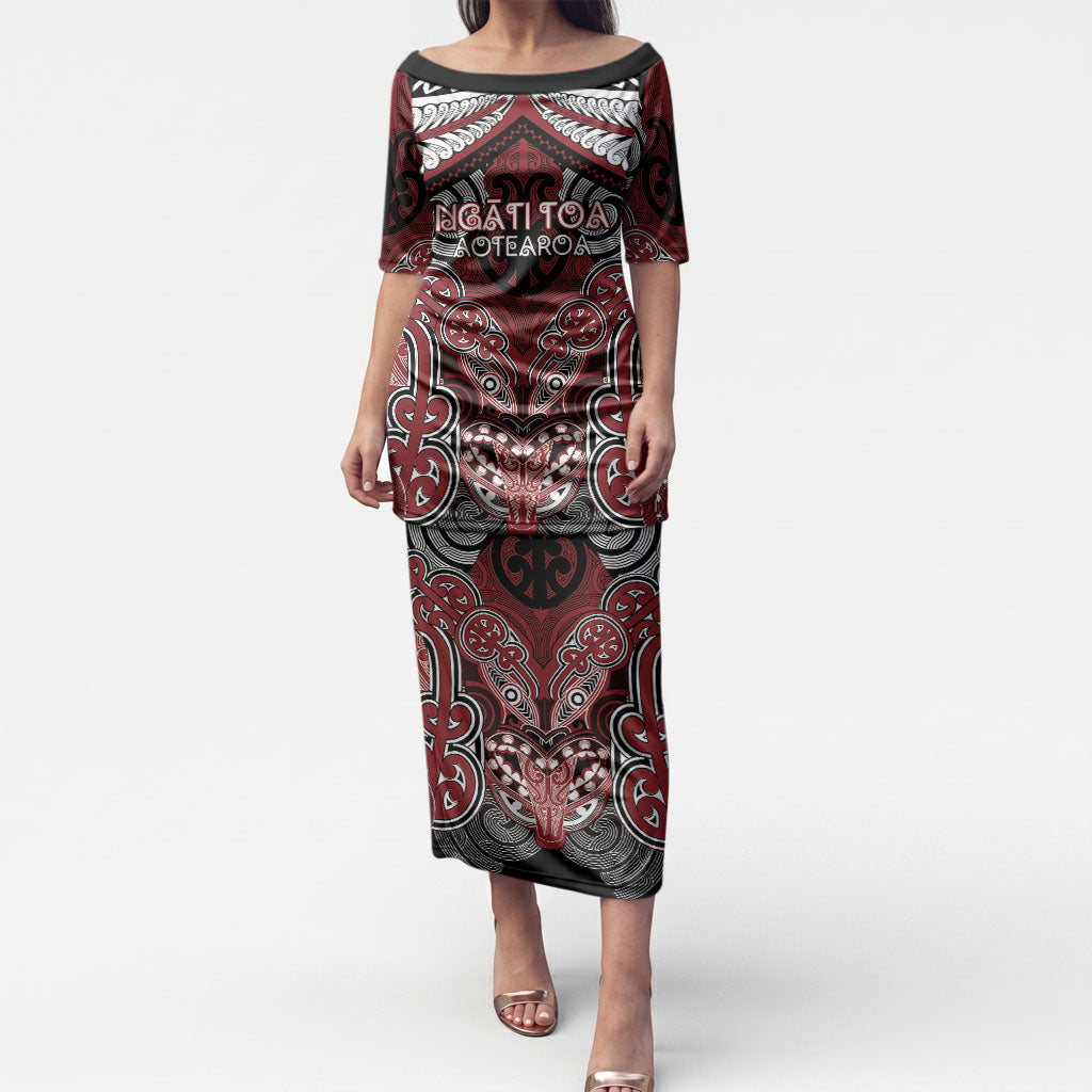 Aotearoa Iwi Ngati Toa Personalised Puletasi Maori Kowhaiwhai Pattern LT19 Long Dress Red - Polynesian Pride
