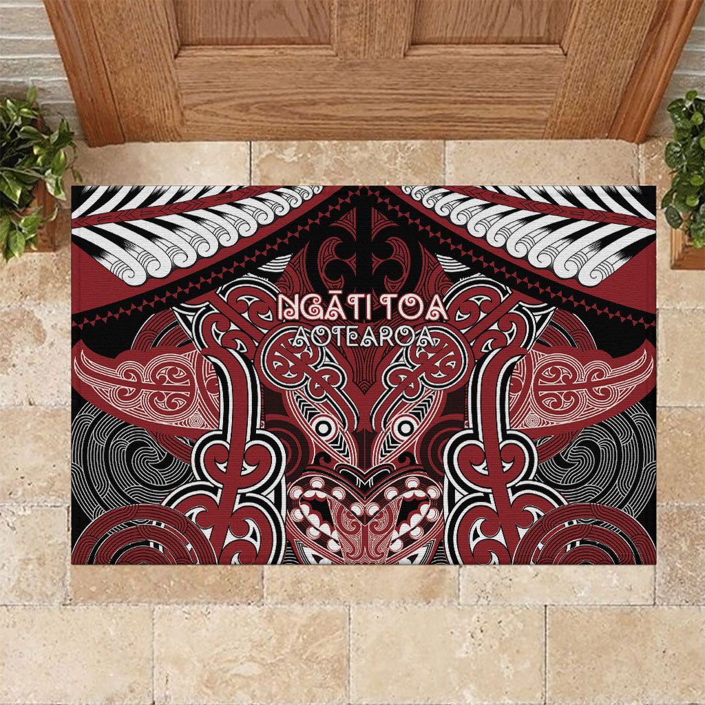 Aotearoa Iwi Ngati Toa Rubber Doormat Maori Kowhaiwhai Pattern LT19 Red - Polynesian Pride