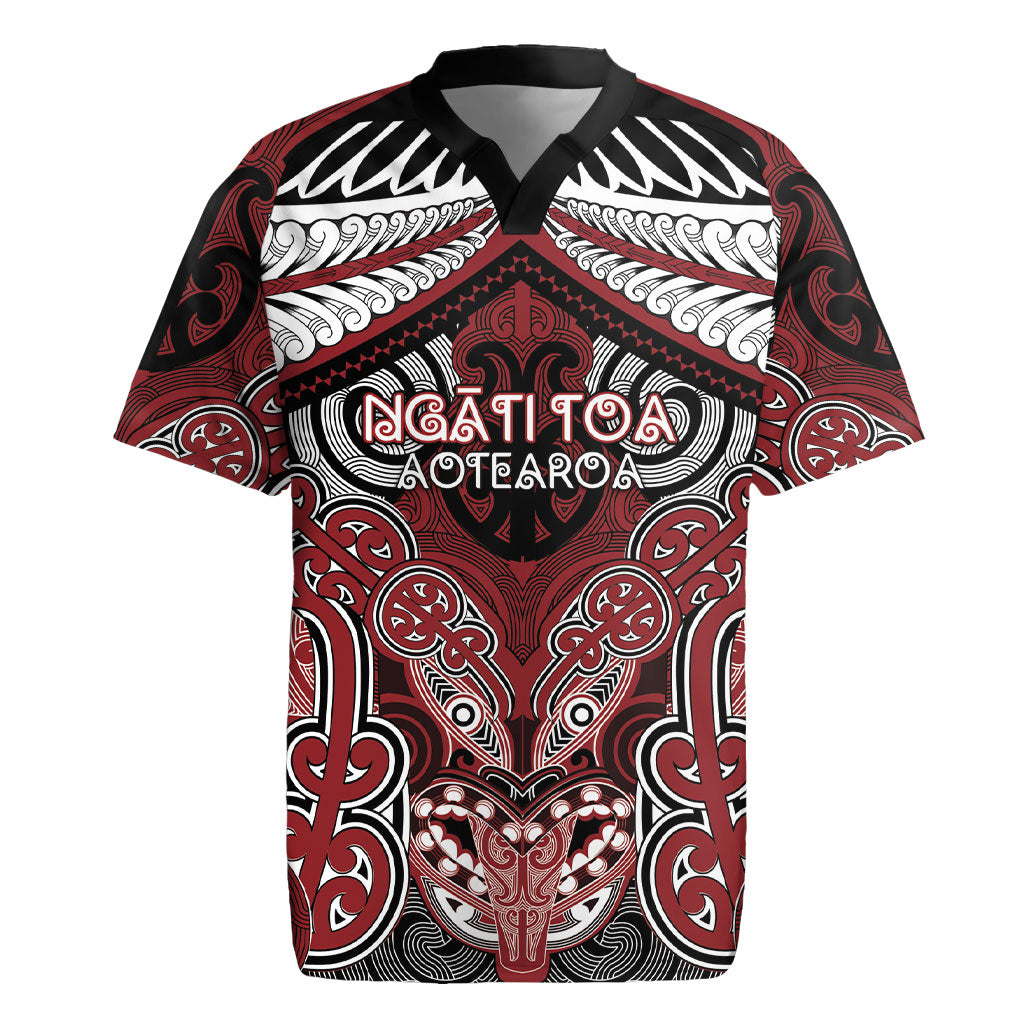 Aotearoa Iwi Ngati Toa Personalised Rugby Jersey Maori Kowhaiwhai Pattern LT19 Red - Polynesian Pride