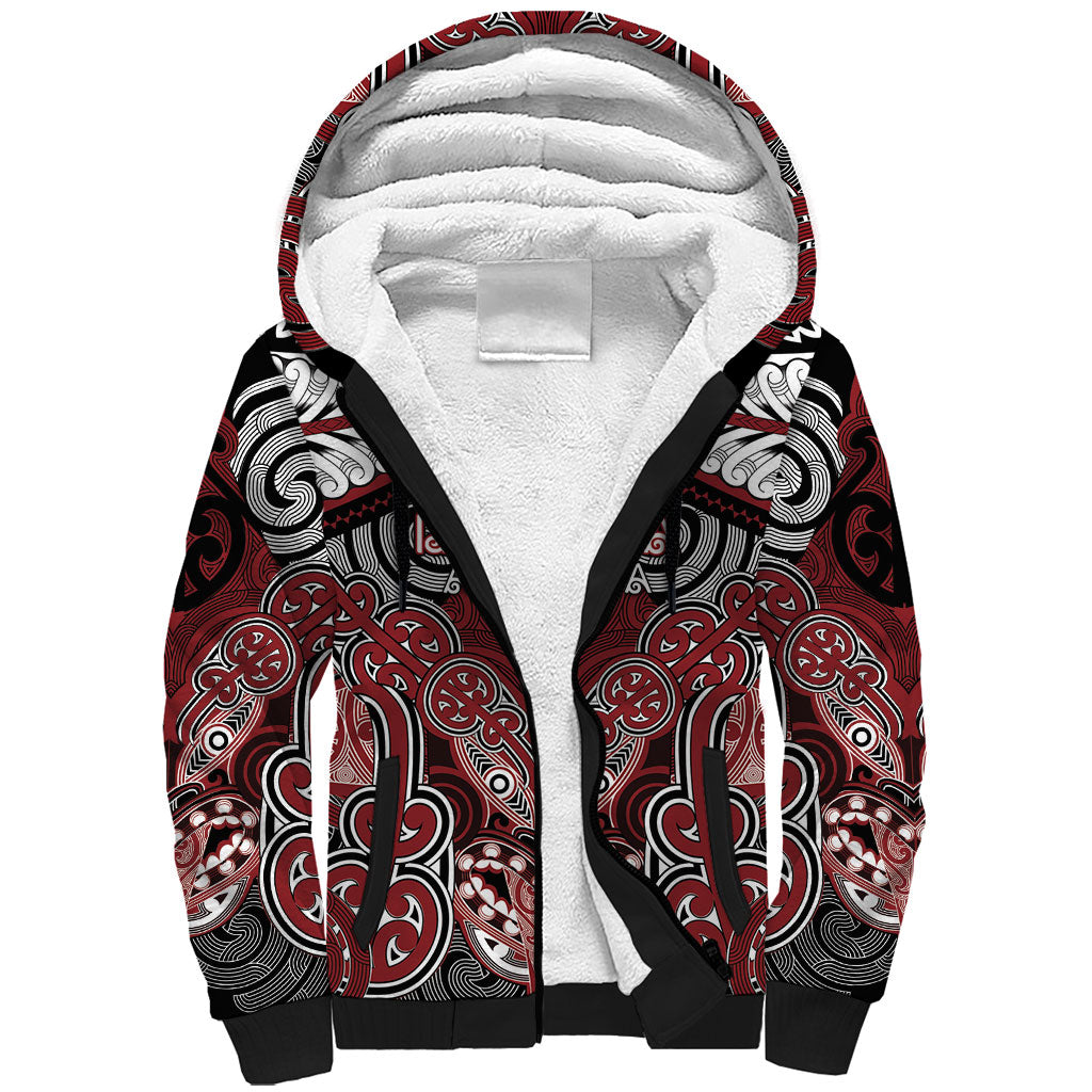 Aotearoa Iwi Ngati Toa Personalised Sherpa Hoodie Maori Kowhaiwhai Pattern LT19 Unisex Red - Polynesian Pride