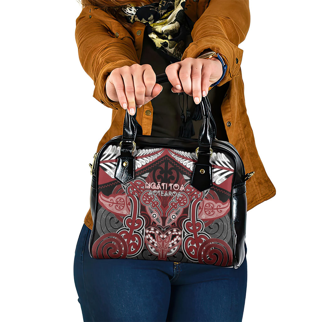 Aotearoa Iwi Ngati Toa Shoulder Handbag Maori Kowhaiwhai Pattern LT19 One Size Red - Polynesian Pride