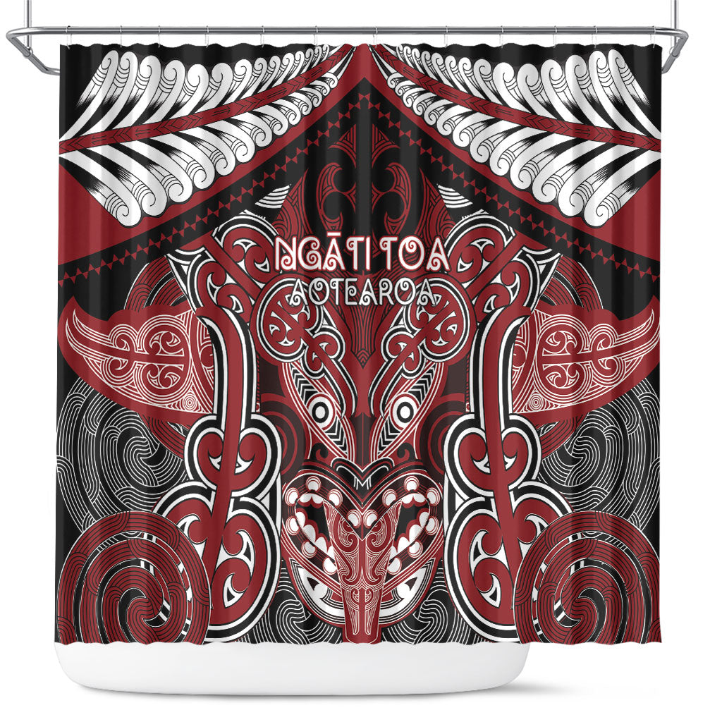 Aotearoa Iwi Ngati Toa Shower Curtain Maori Kowhaiwhai Pattern LT19 Red - Polynesian Pride