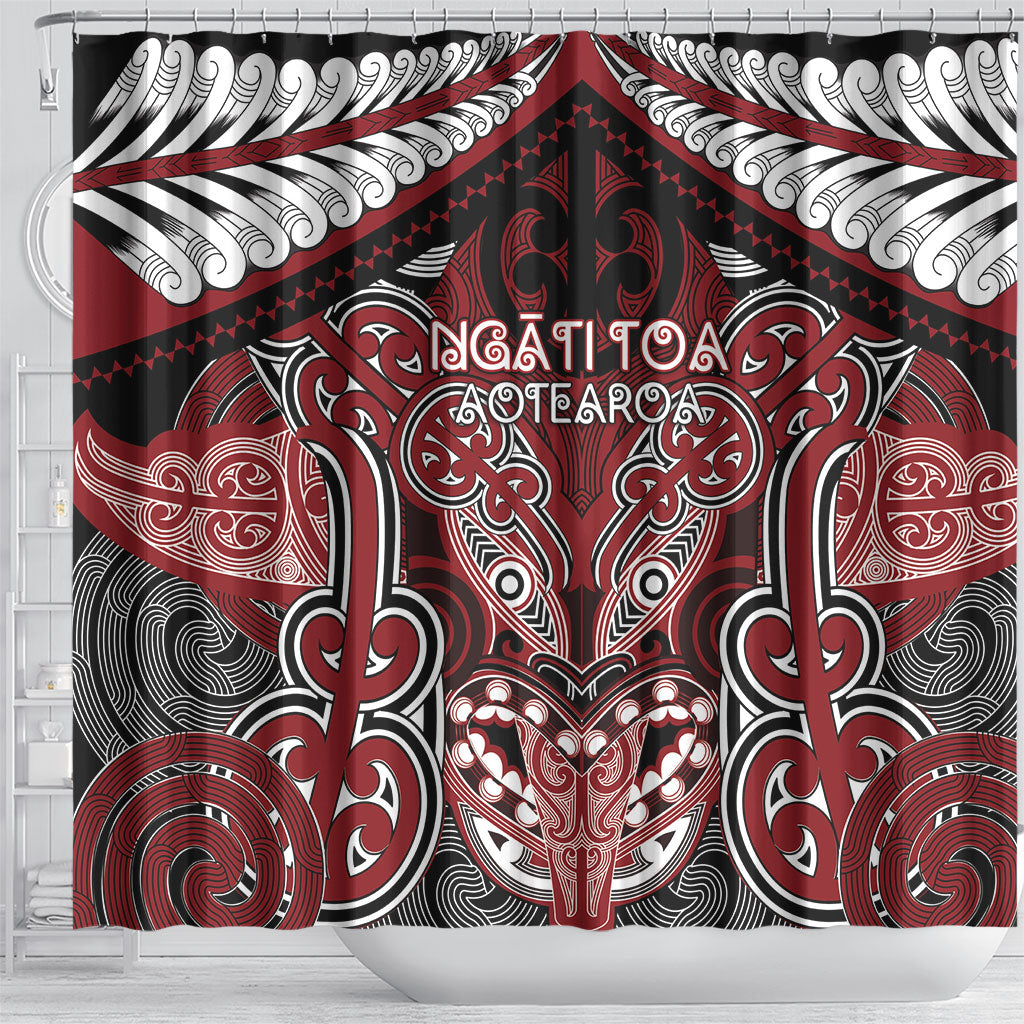 Aotearoa Iwi Ngati Toa Shower Curtain Maori Kowhaiwhai Pattern