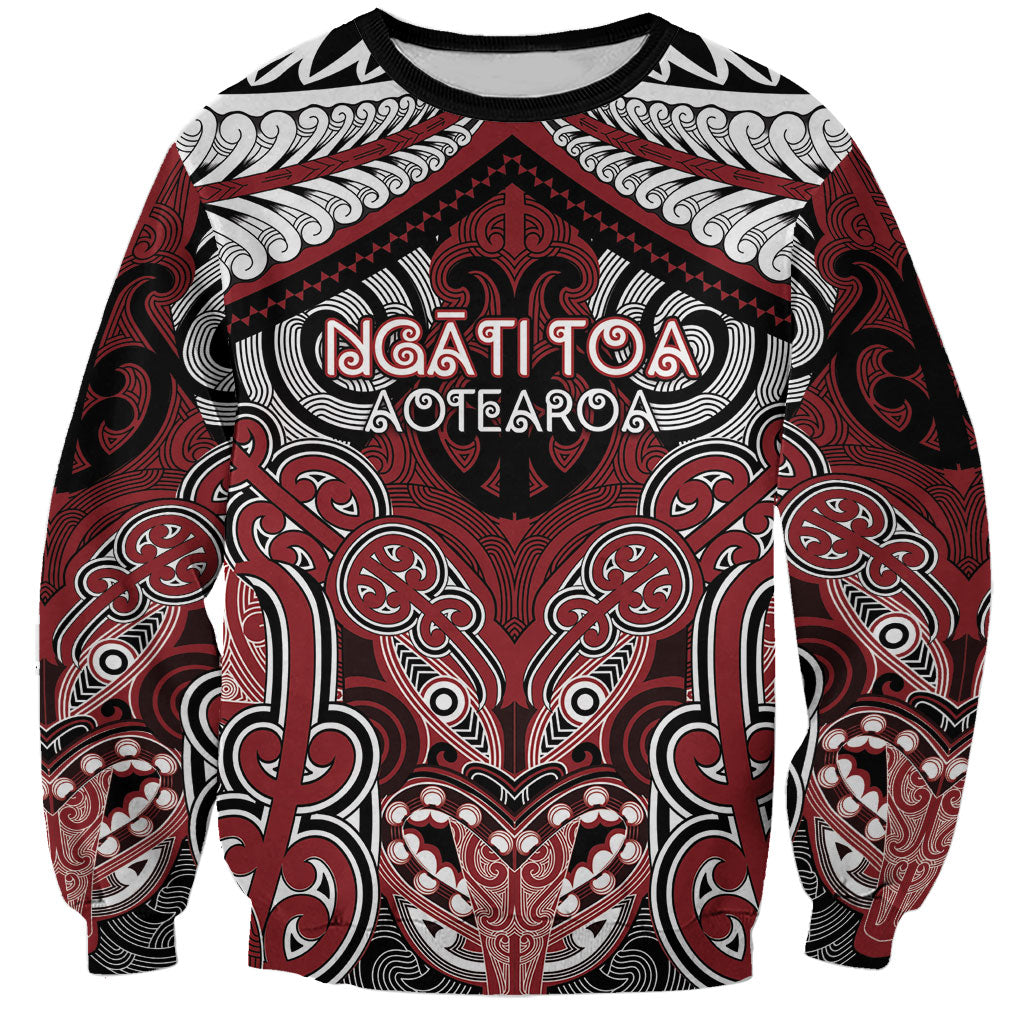 Aotearoa Iwi Ngati Toa Personalised Sweatshirt Maori Kowhaiwhai Pattern LT19 Unisex Red - Polynesian Pride