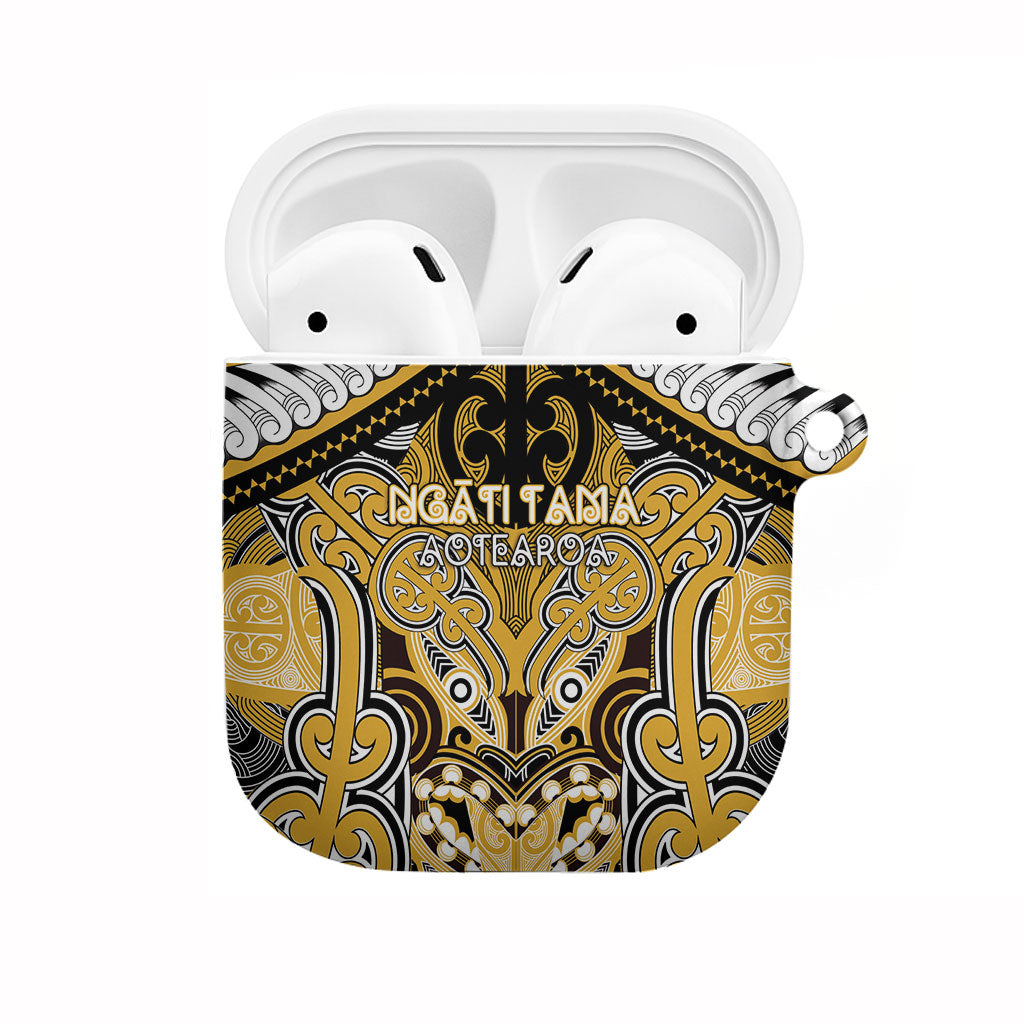 Aotearoa Iwi Ngati Tama AirPods Case Maori Kowhaiwhai Pattern LT19 Yellow - Polynesian Pride