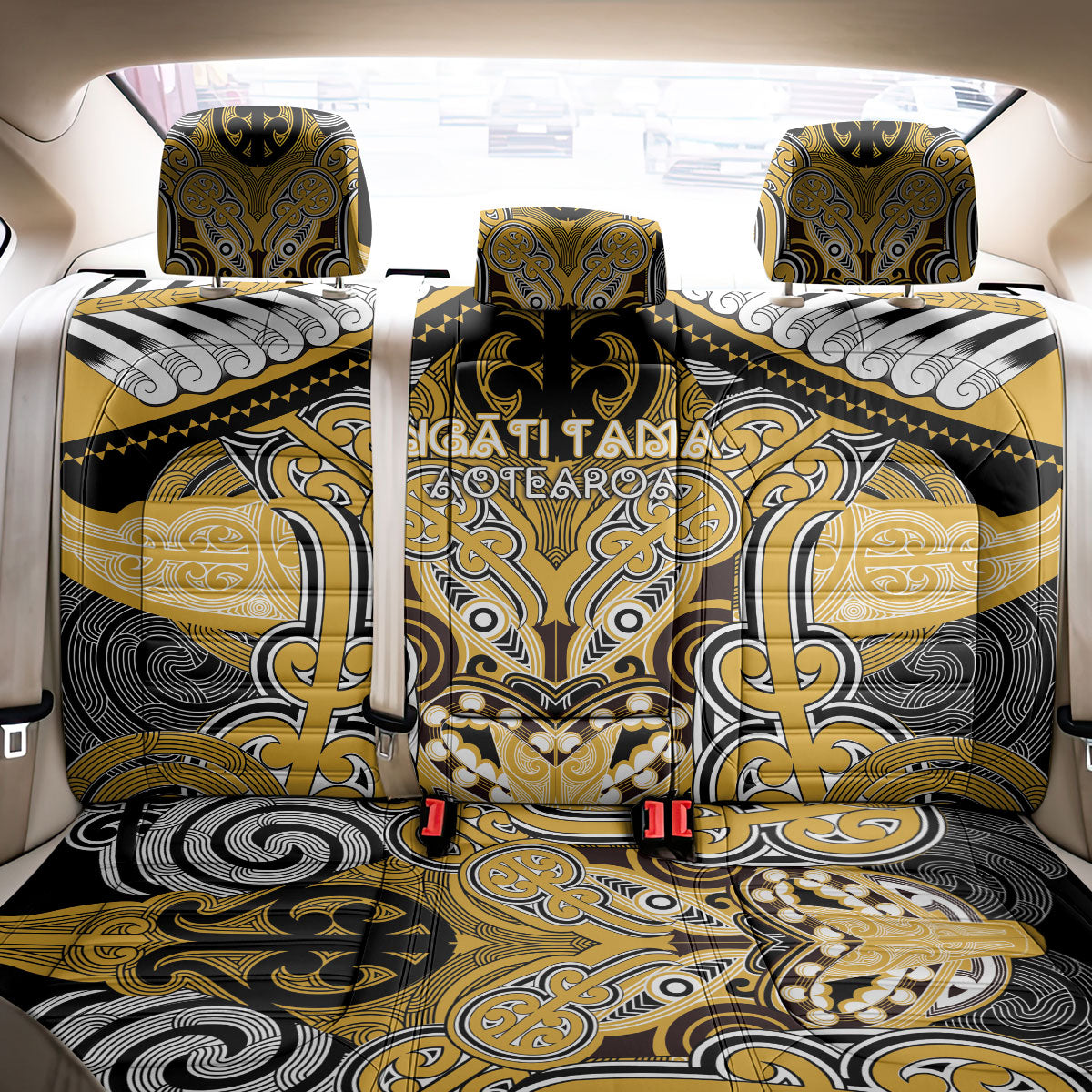 Aotearoa Iwi Ngati Tama Back Car Seat Cover Maori Kowhaiwhai Pattern