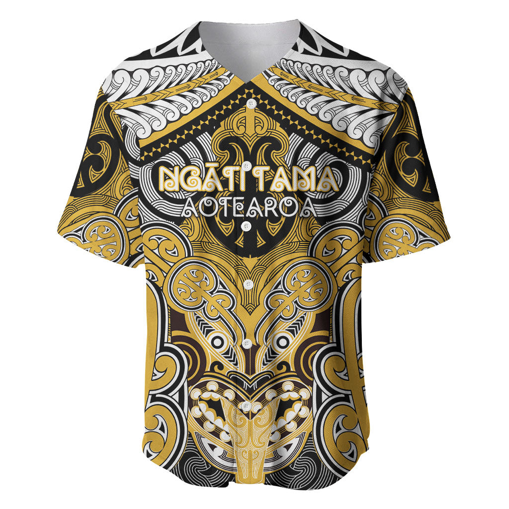 Aotearoa Iwi Ngati Tama Personalised Baseball Jersey Maori Kowhaiwhai Pattern LT19 Yellow - Polynesian Pride