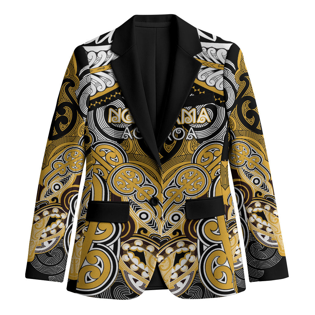 Aotearoa Iwi Ngati Tama Personalised Blazer Maori Kowhaiwhai Pattern LT19 Unisex Yellow - Polynesian Pride