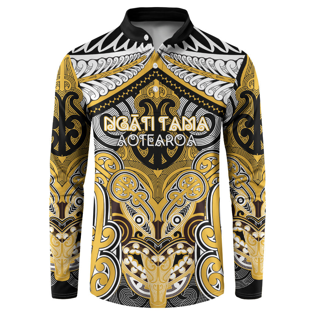 Aotearoa Iwi Ngati Tama Personalised Button Sweatshirt Maori Kowhaiwhai Pattern LT19 Yellow - Polynesian Pride