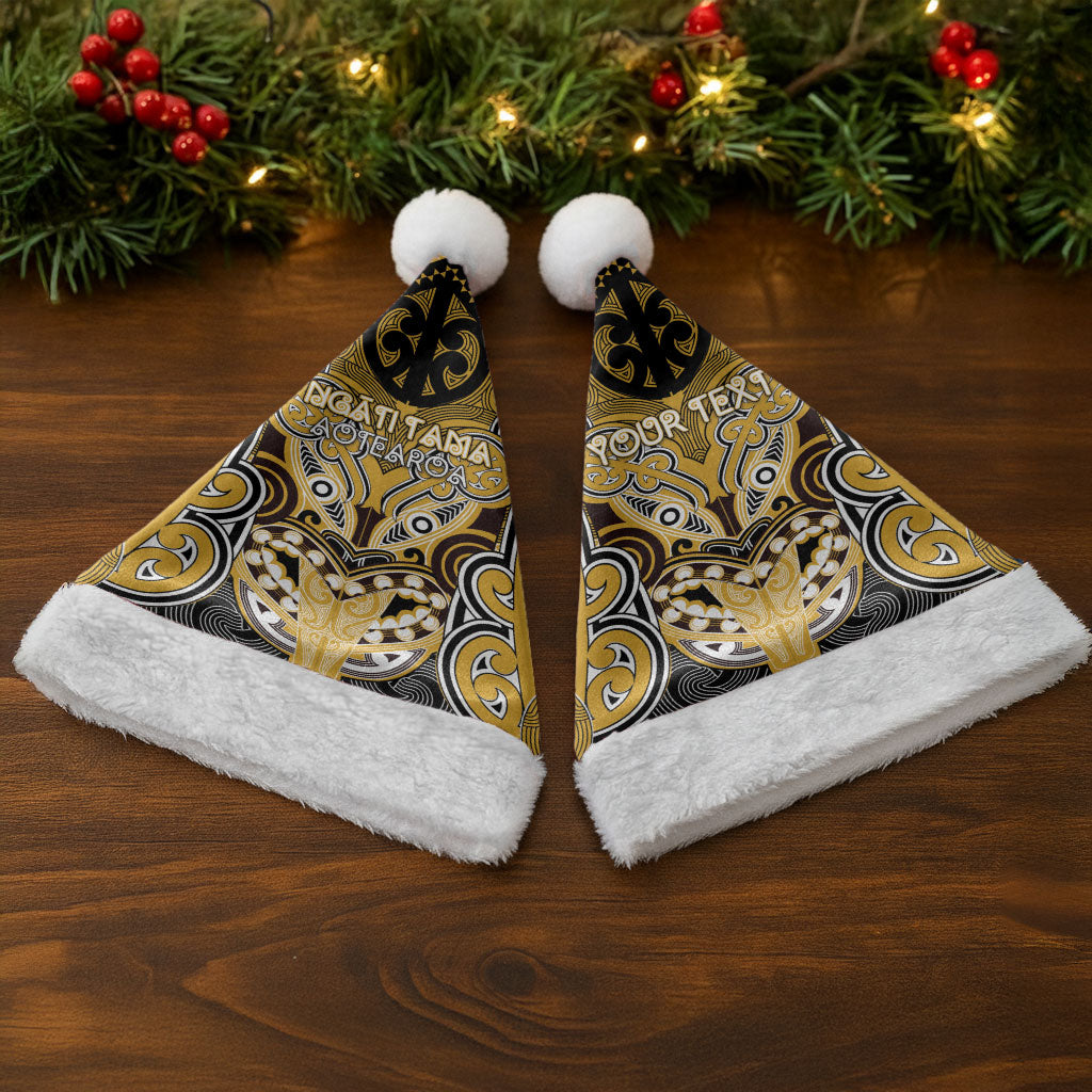 Aotearoa Iwi Ngati Tama Personalised Christmas Santa Hat Maori Kowhaiwhai Pattern