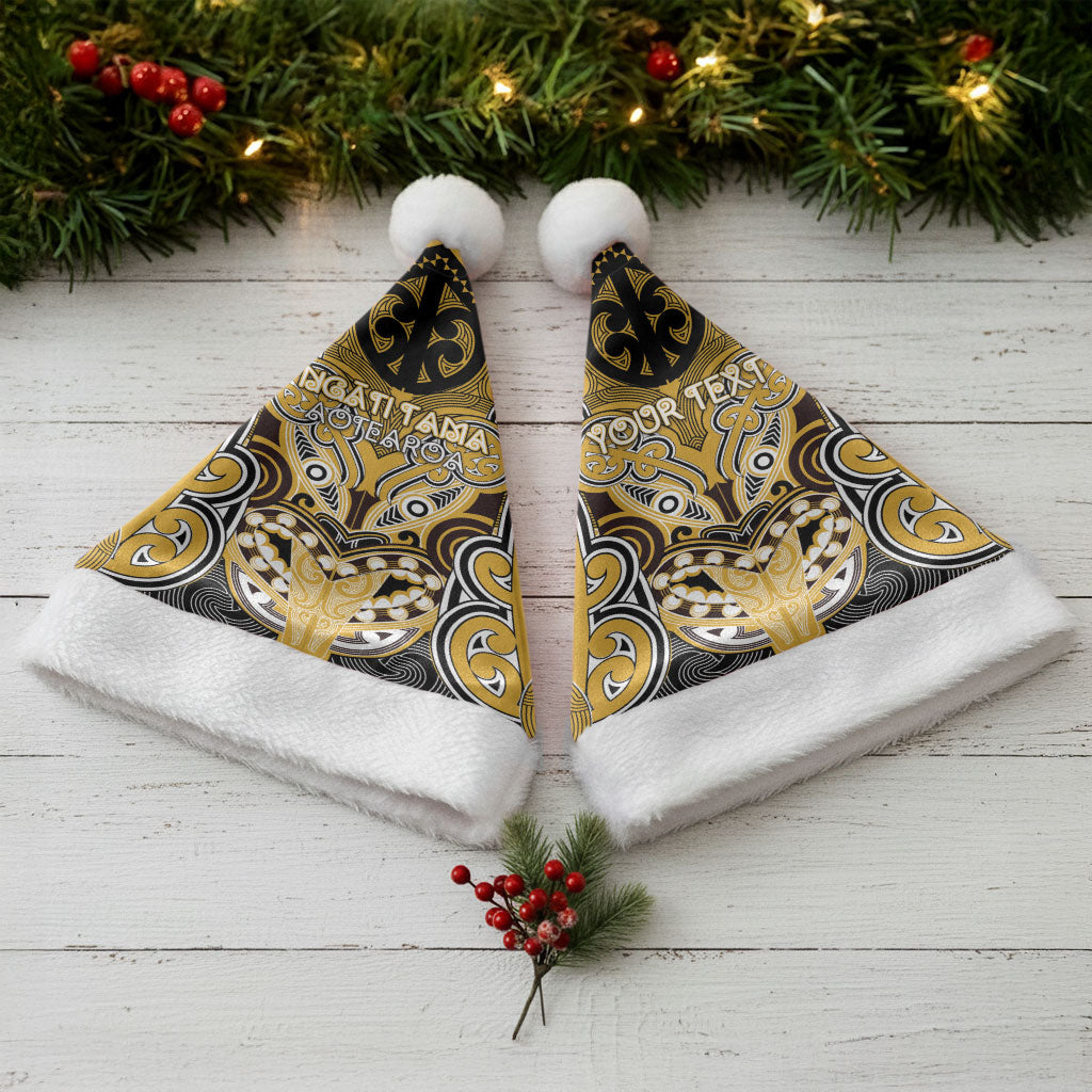 Aotearoa Iwi Ngati Tama Personalised Christmas Santa Hat Maori Kowhaiwhai Pattern