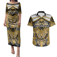 Aotearoa Iwi Ngati Tama Personalised Couples Matching Puletasi and Hawaiian Shirt Maori Kowhaiwhai Pattern