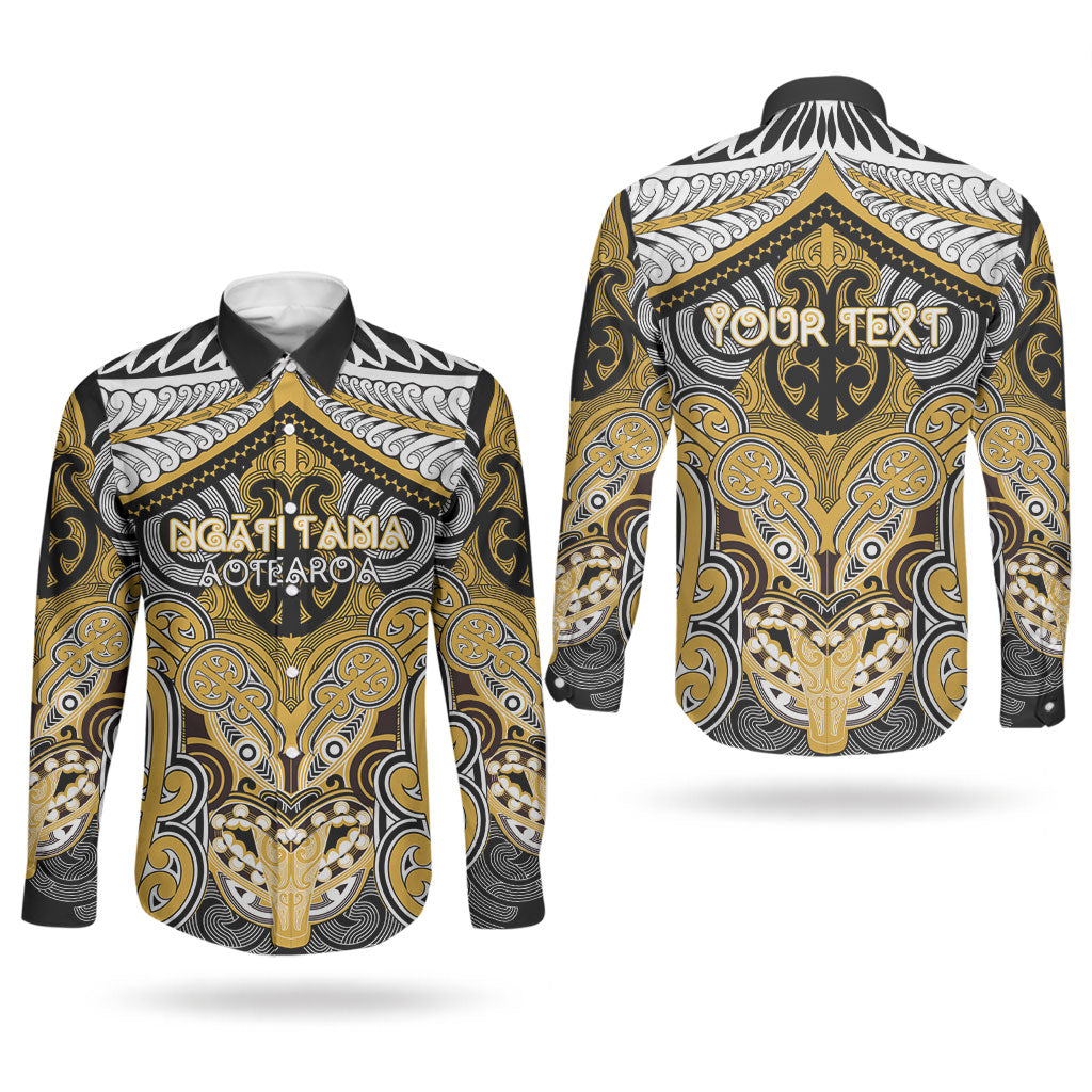 Aotearoa Iwi Ngati Tama Personalised Couples Matching Short Sleeve Bodycon Dress and Long Sleeve Button Shirt Maori Kowhaiwhai Pattern
