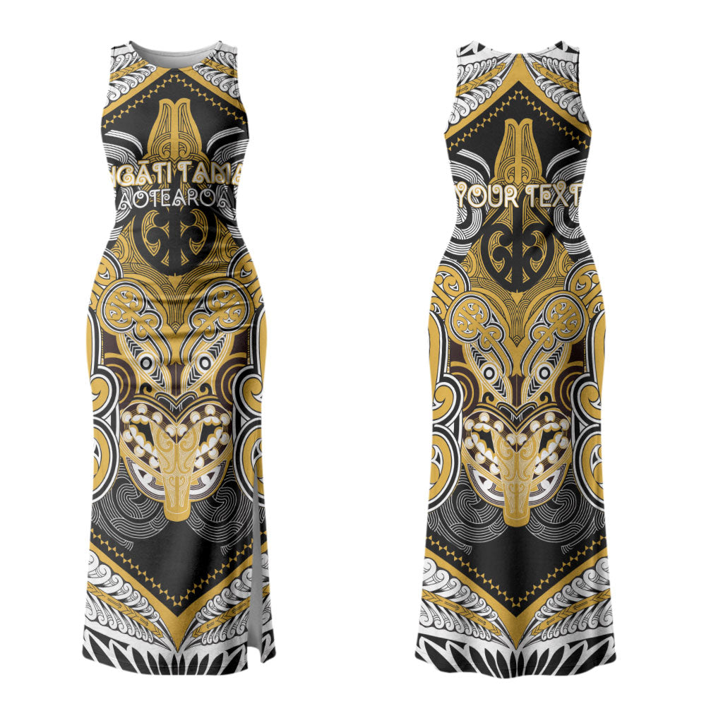 Aotearoa Iwi Ngati Tama Personalised Couples Matching Tank Maxi Dress and Hawaiian Shirt Maori Kowhaiwhai Pattern