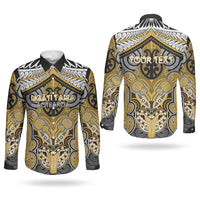 Aotearoa Iwi Ngati Tama Personalised Couples Matching Tank Maxi Dress and Long Sleeve Button Shirt Maori Kowhaiwhai Pattern