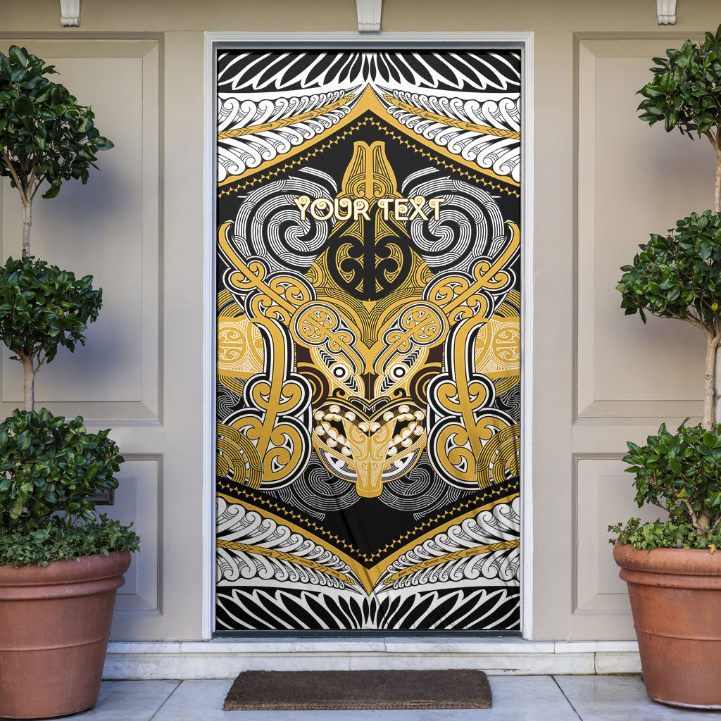 Aotearoa Iwi Ngati Tama Personalised Door Cover Maori Kowhaiwhai Pattern LT19 Yellow - Polynesian Pride