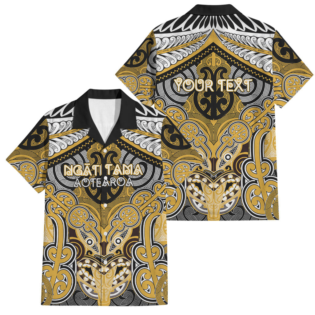 Aotearoa Iwi Ngati Tama Personalised Family Matching Off Shoulder Maxi Dress and Hawaiian Shirt Maori Kowhaiwhai Pattern