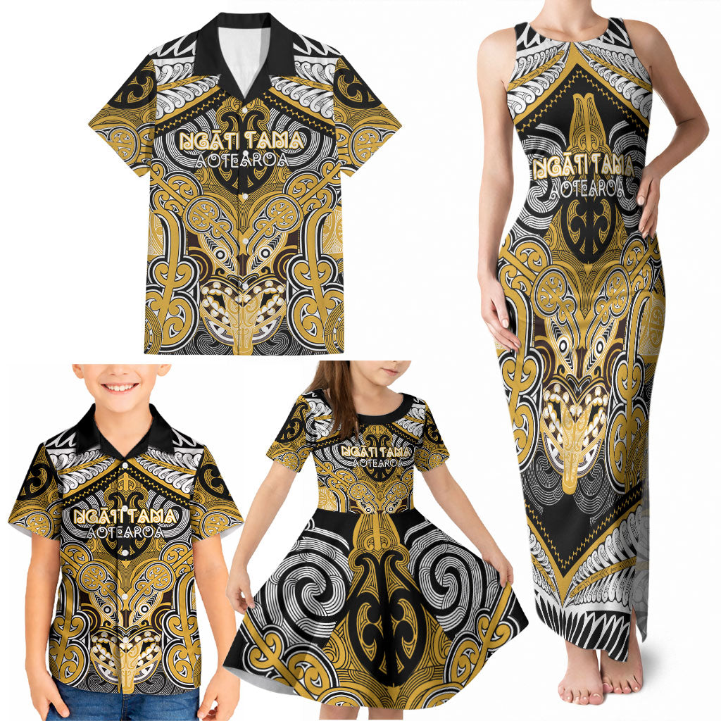 Aotearoa Iwi Ngati Tama Personalised Family Matching Tank Maxi Dress and Hawaiian Shirt Maori Kowhaiwhai Pattern LT19 - Polynesian Pride