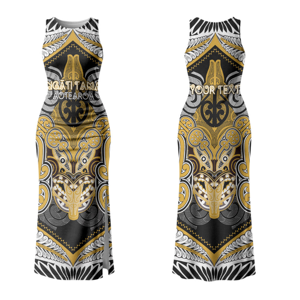 Aotearoa Iwi Ngati Tama Personalised Family Matching Tank Maxi Dress and Hawaiian Shirt Maori Kowhaiwhai Pattern