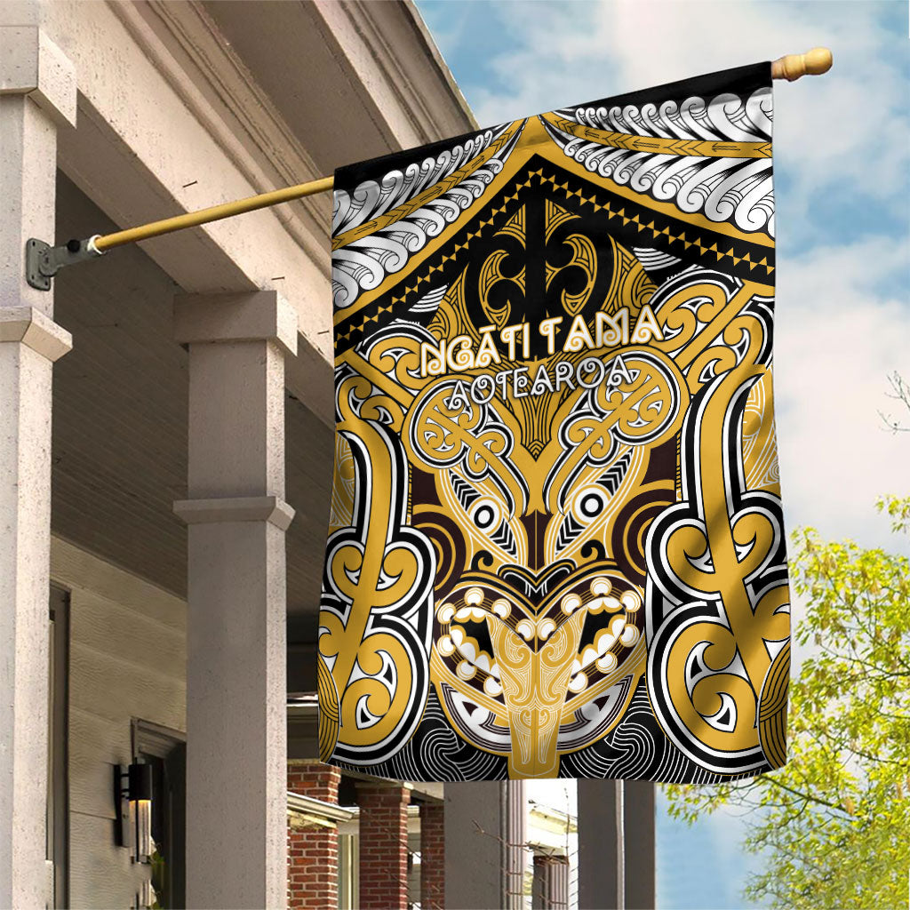 Aotearoa Iwi Ngati Tama Garden Flag Maori Kowhaiwhai Pattern LT19 House Flag Yellow - Polynesian Pride