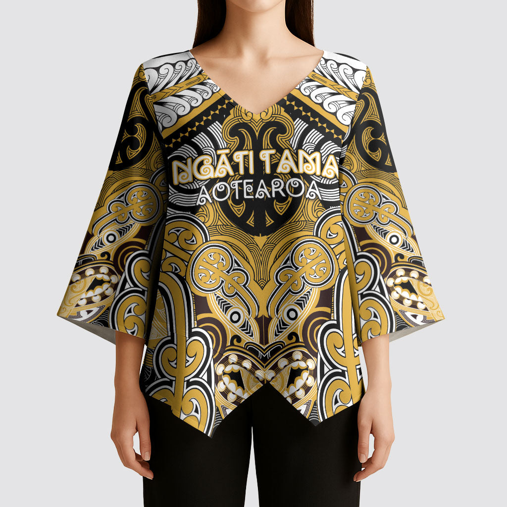 Aotearoa Iwi Ngati Tama Personalised Kimono Sleeve Blouse Maori Kowhaiwhai Pattern