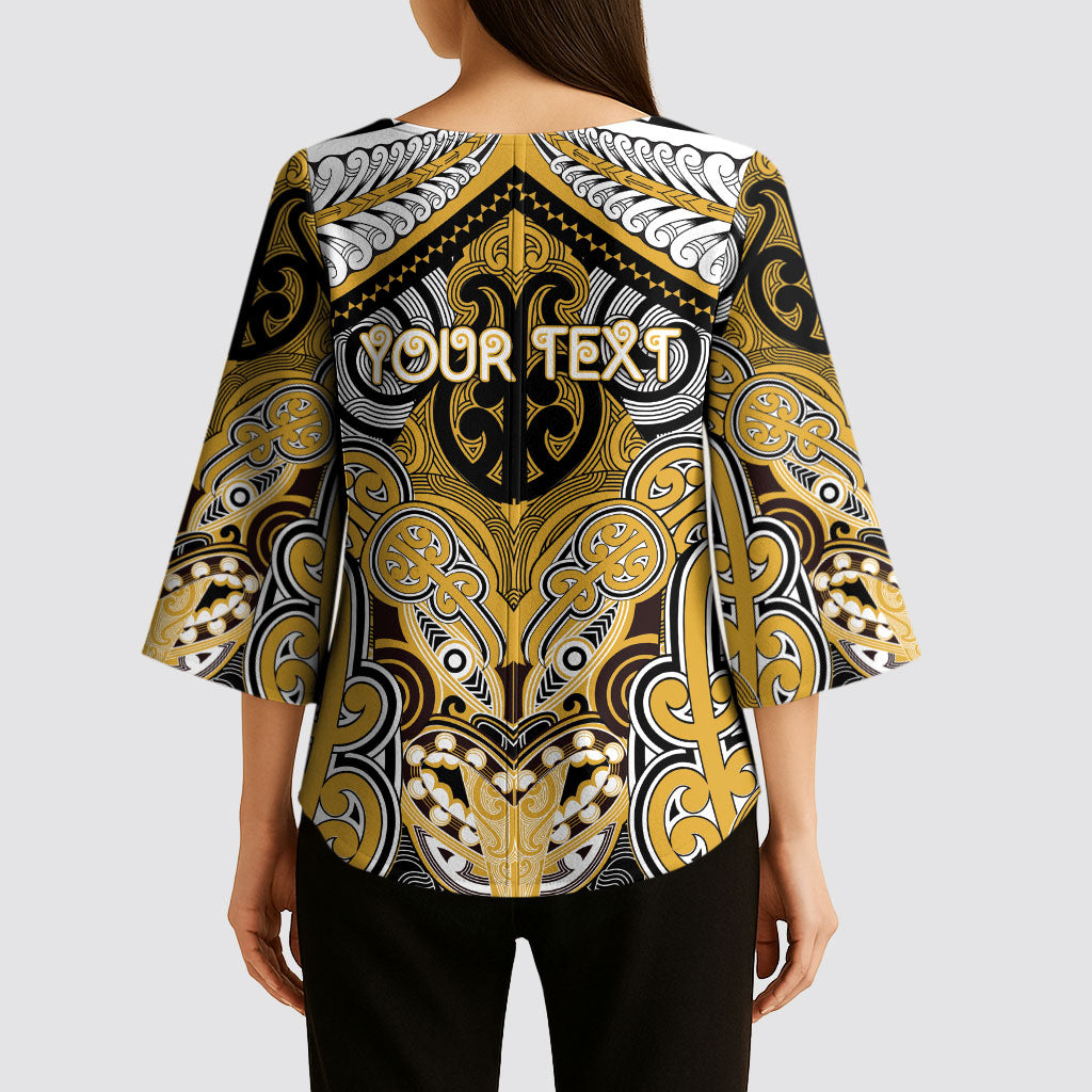 Aotearoa Iwi Ngati Tama Personalised Kimono Sleeve Blouse Maori Kowhaiwhai Pattern