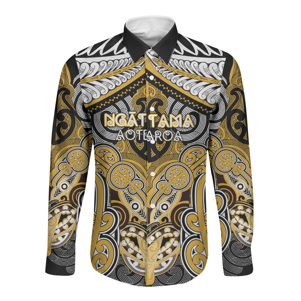 Aotearoa Iwi Ngati Tama Personalised Long Sleeve Button Shirt Maori Kowhaiwhai Pattern