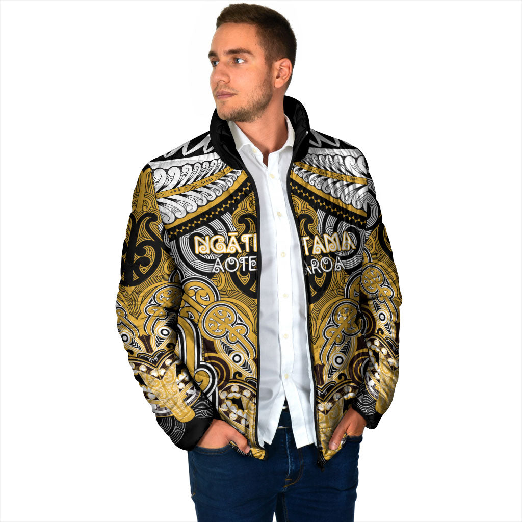 Aotearoa Iwi Ngati Tama Personalised Padded Jacket Maori Kowhaiwhai Pattern