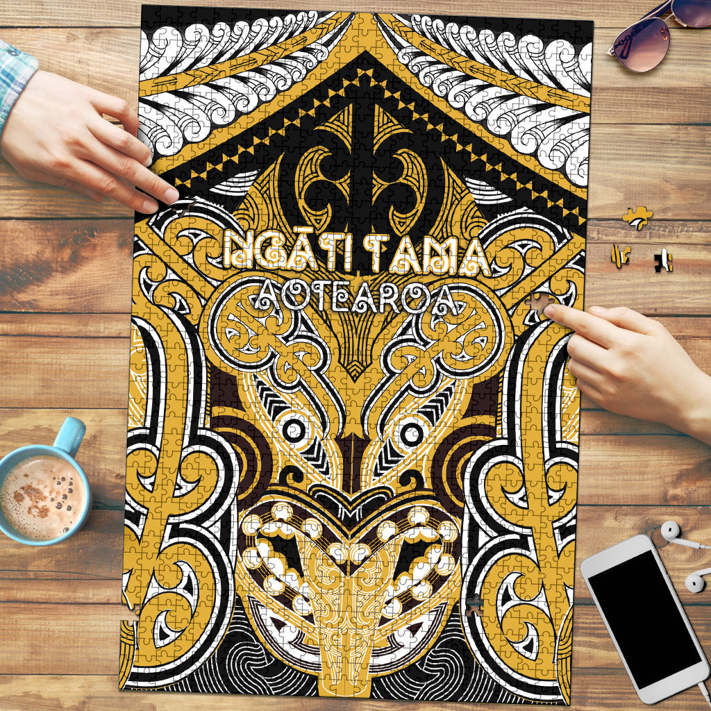 Aotearoa Iwi Ngati Tama Puzzle Maori Kowhaiwhai Pattern LT19 Yellow - Polynesian Pride