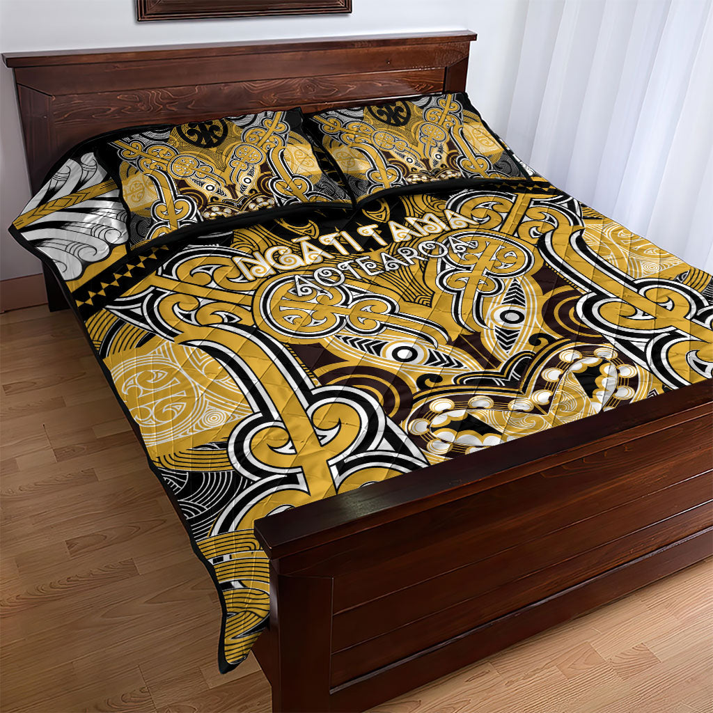 Aotearoa Iwi Ngati Tama Quilt Bed Set Maori Kowhaiwhai Pattern