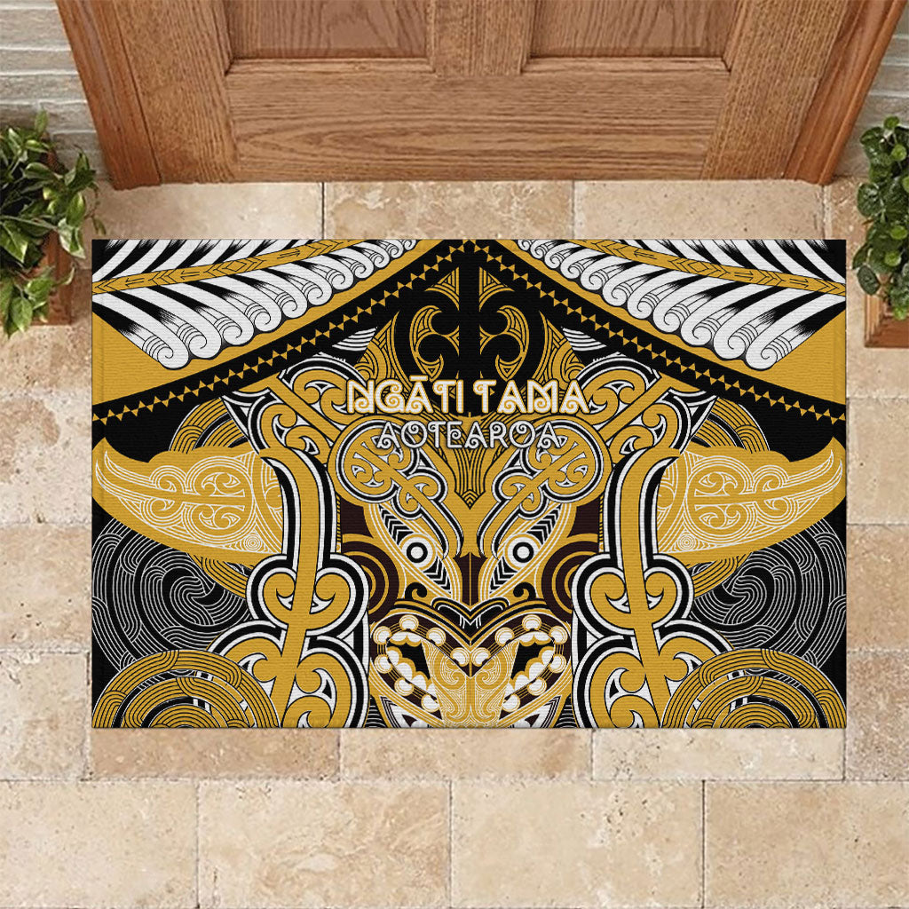Aotearoa Iwi Ngati Tama Rubber Doormat Maori Kowhaiwhai Pattern LT19 Yellow - Polynesian Pride