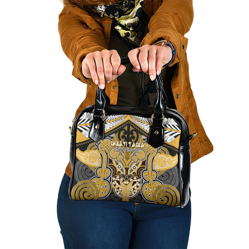 Aotearoa Iwi Ngati Tama Shoulder Handbag Maori Kowhaiwhai Pattern LT19 One Size Yellow - Polynesian Pride
