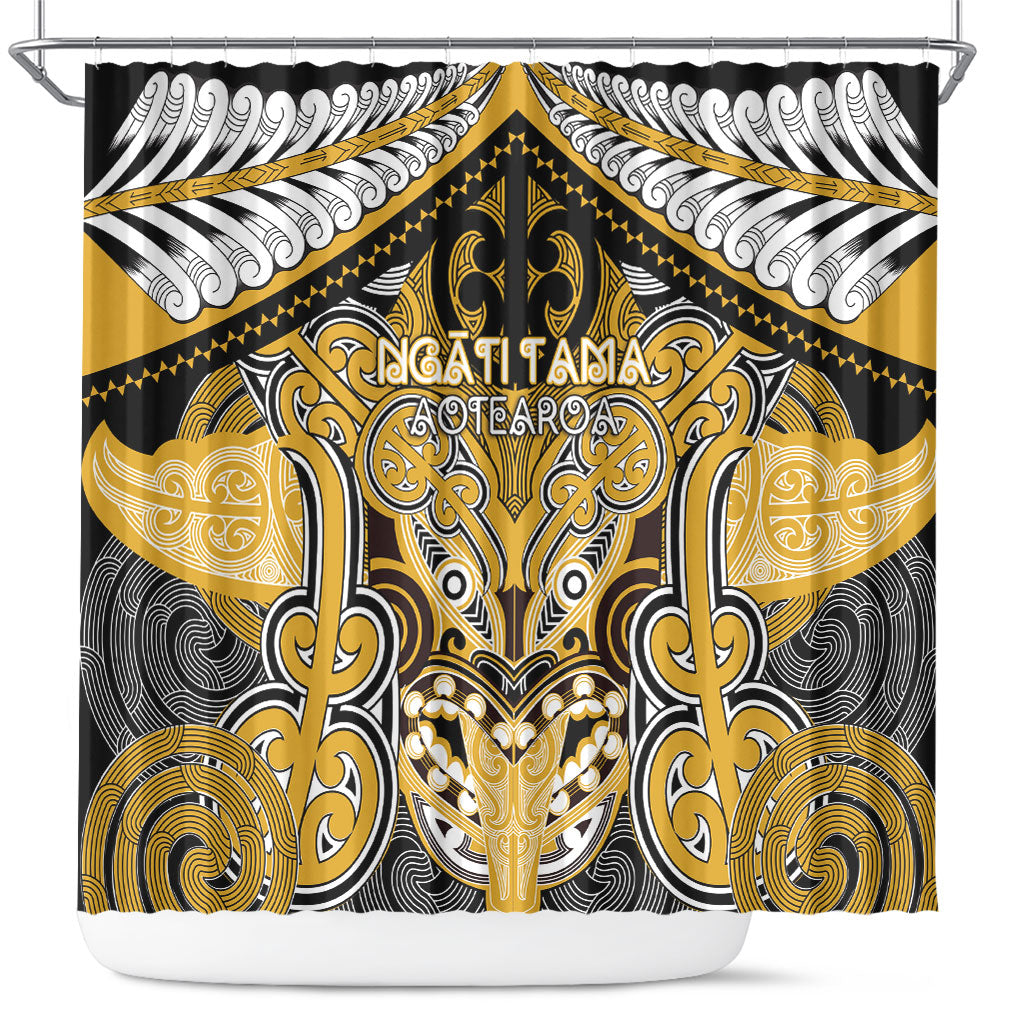 Aotearoa Iwi Ngati Tama Shower Curtain Maori Kowhaiwhai Pattern LT19 Yellow - Polynesian Pride
