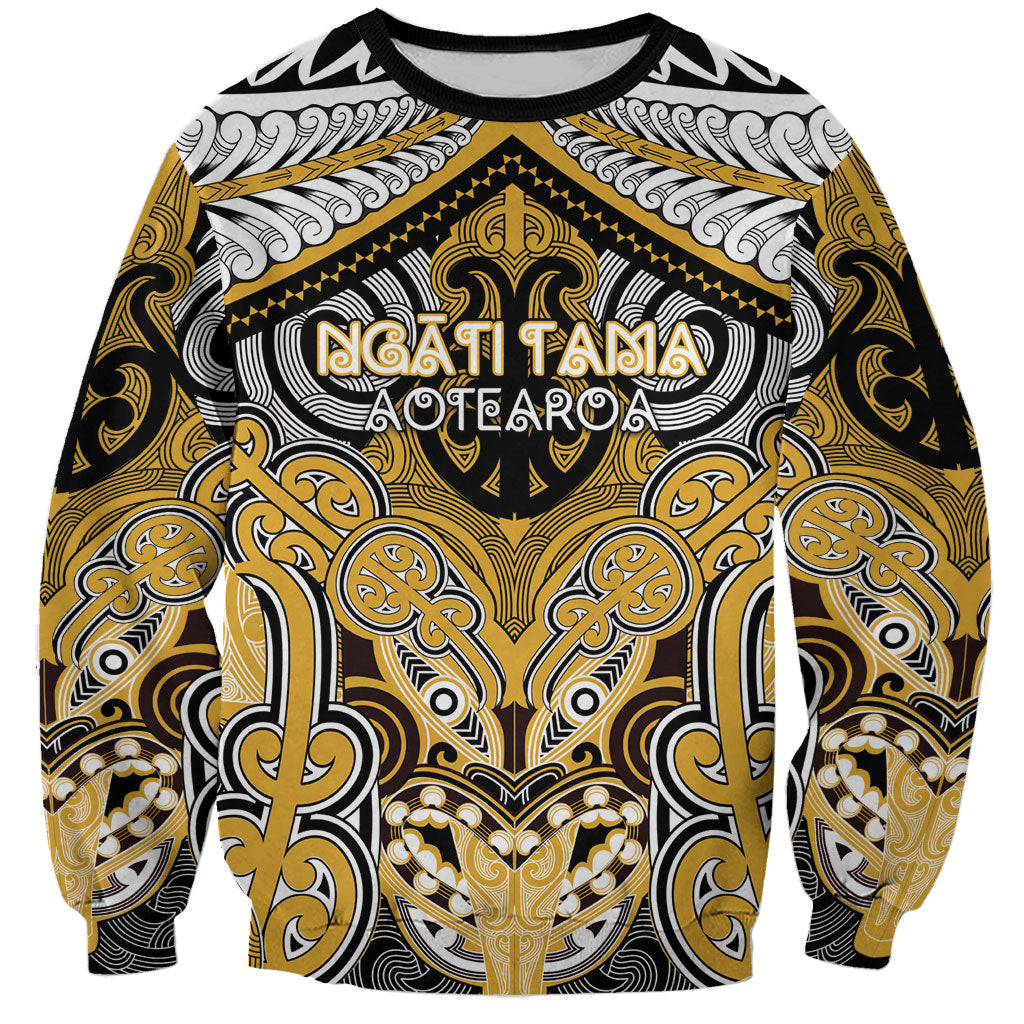 Aotearoa Iwi Ngati Tama Personalised Sweatshirt Maori Kowhaiwhai Pattern LT19 Unisex Yellow - Polynesian Pride